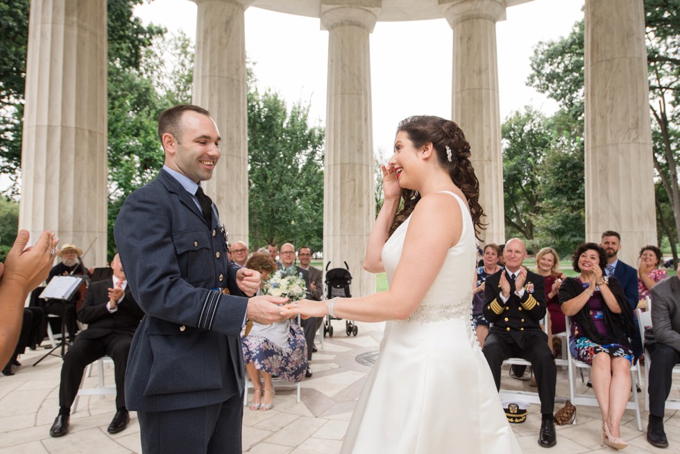 DC War Memorial wedding ceremony in the rain