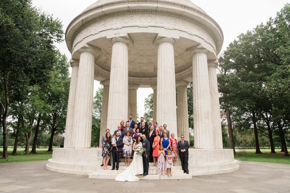 DC War Memorial wedding photo in the rain