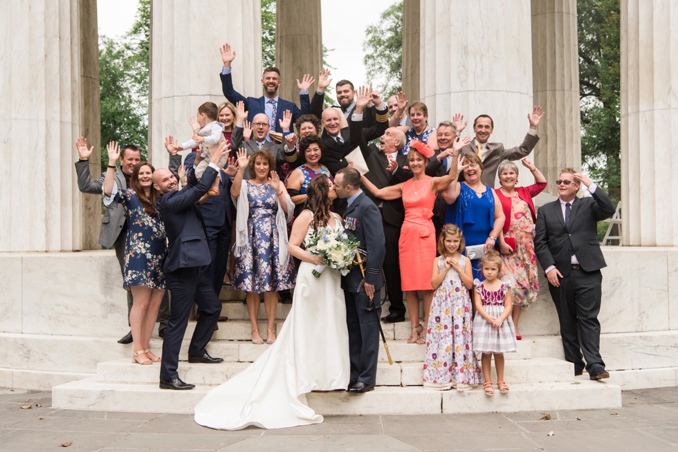 DC War Memorial wedding photo in the rain