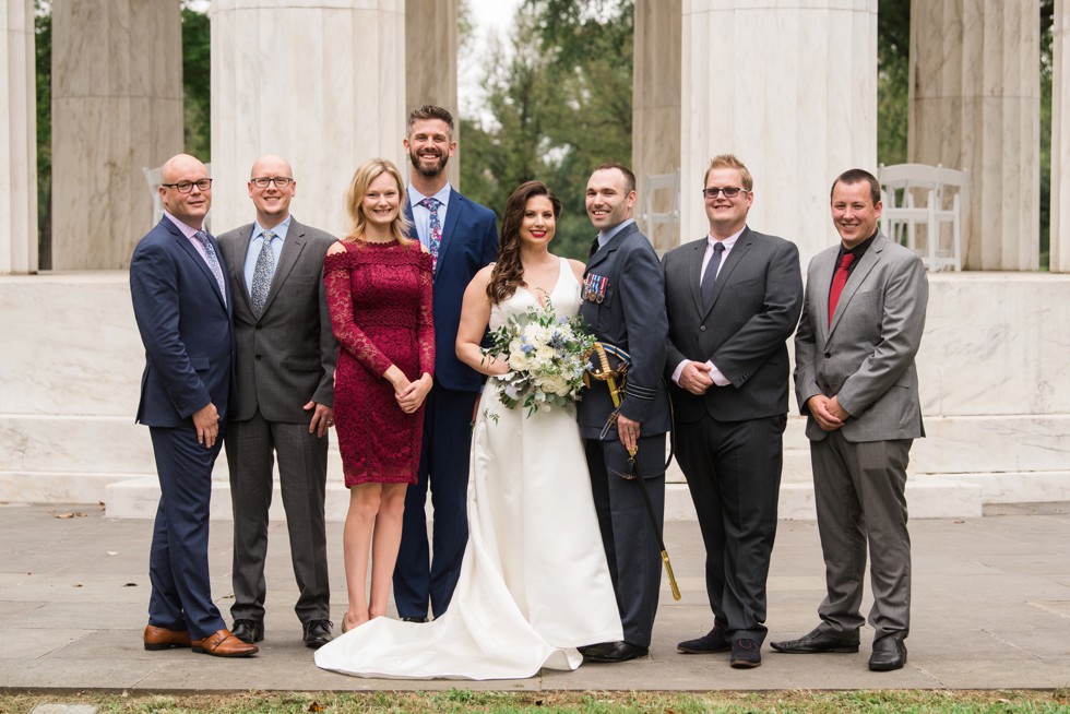 DC War Memorial wedding photo in the rain