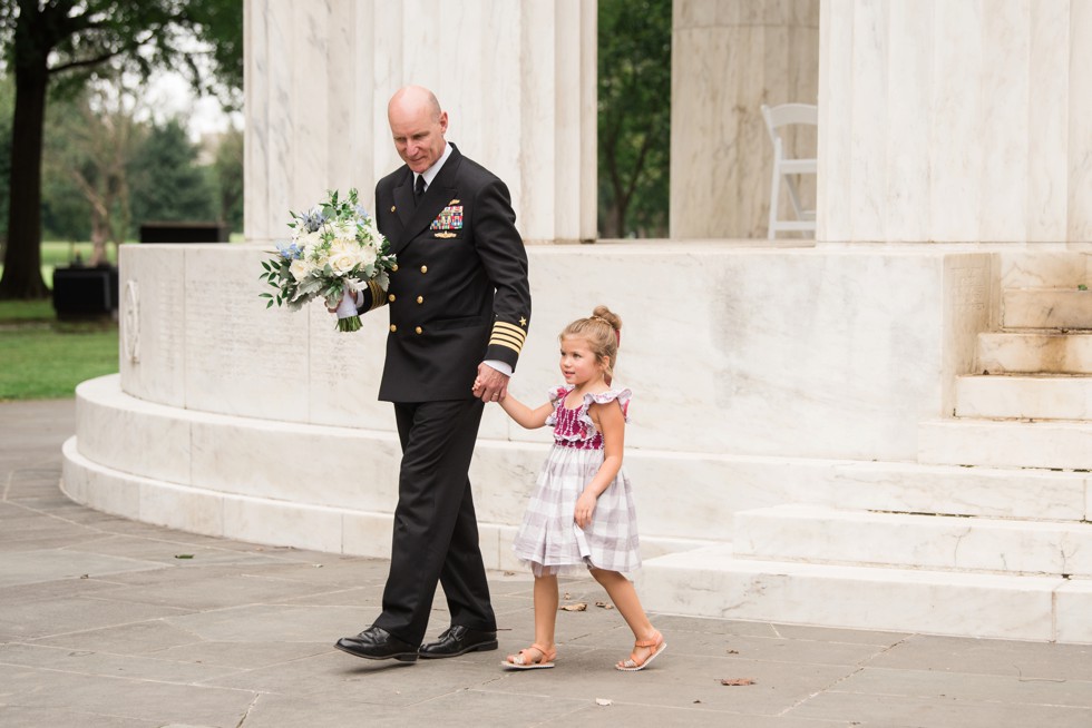 DC War Memorial wedding photo in the rain