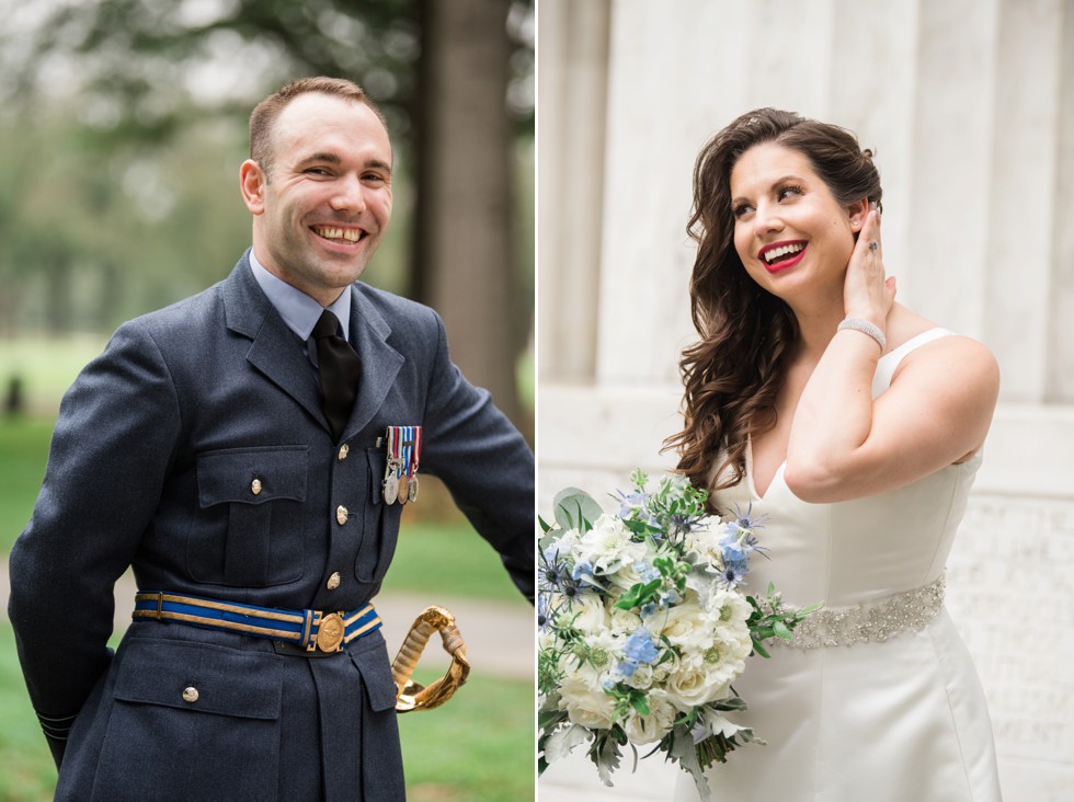 DC War Memorial wedding photo in the rain