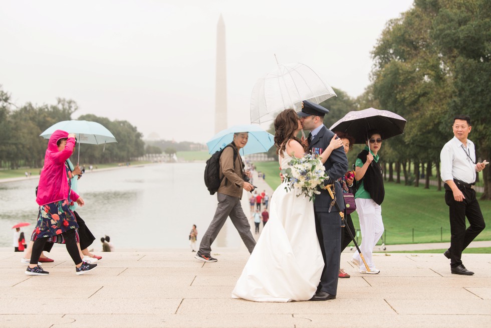 Reflecting pool DC wedding couple - royal navy