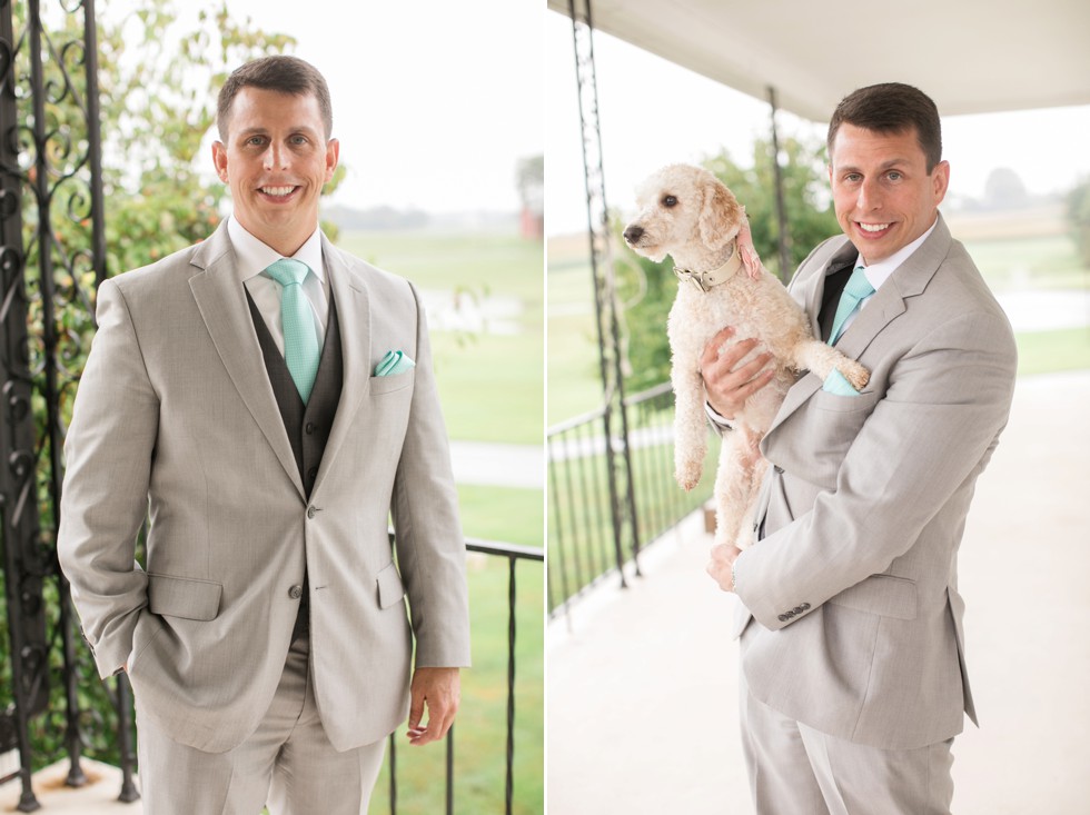 Friendly farm wedding ceremony under a tent