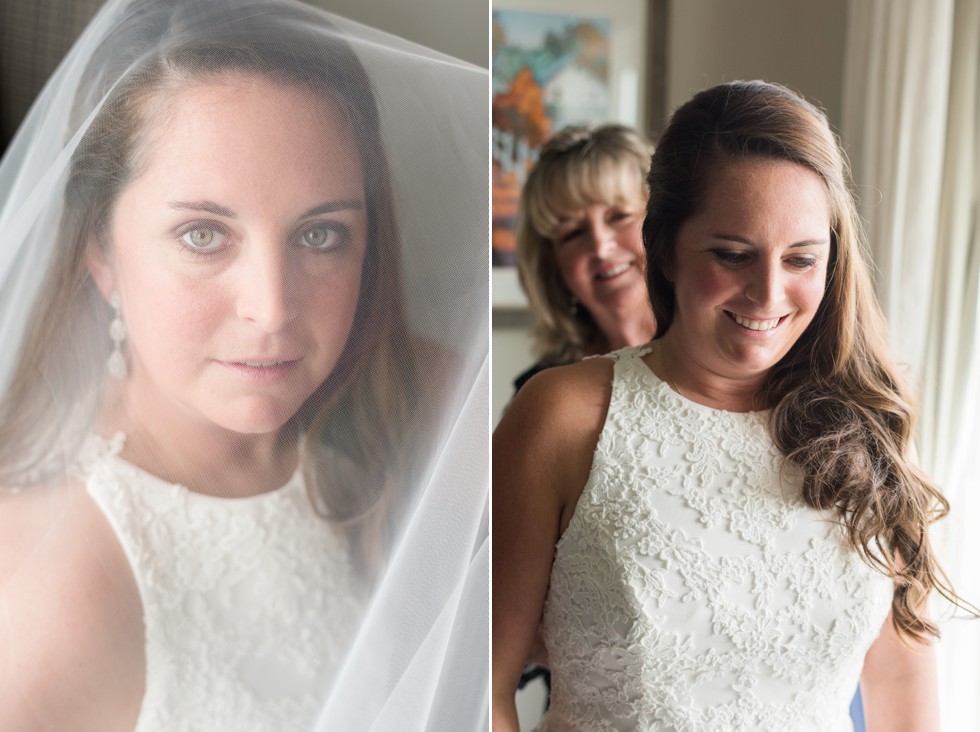 bride getting ready at The Inn at the Chesapeake Bay Beach club