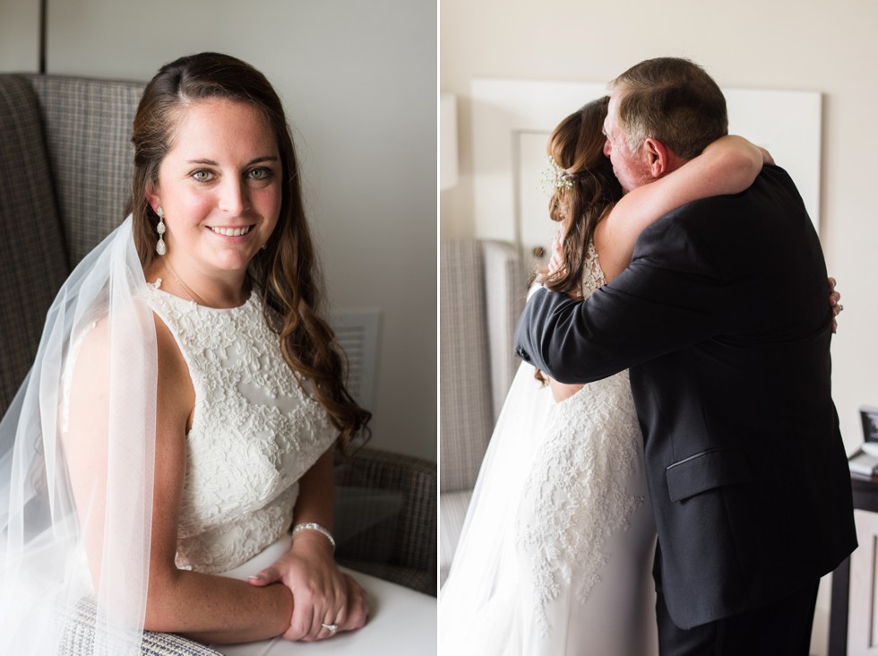 bride getting ready at The Inn at the Chesapeake Bay Beach club