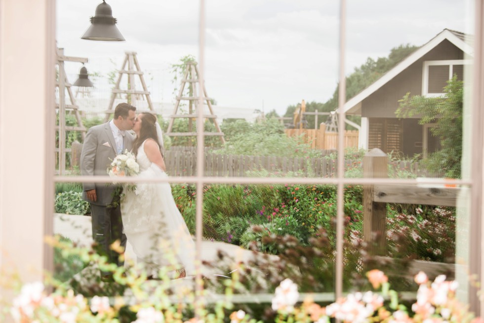 bride and groom reflection The Inn at the Chesapeake Bay Beach club