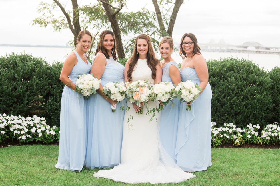 Chesapeake Bay Eastern Shore bridesmaid in blue