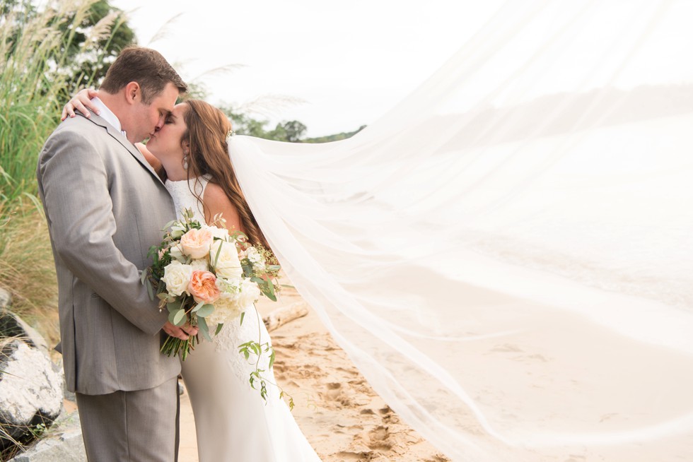 cathedral veil on the beach