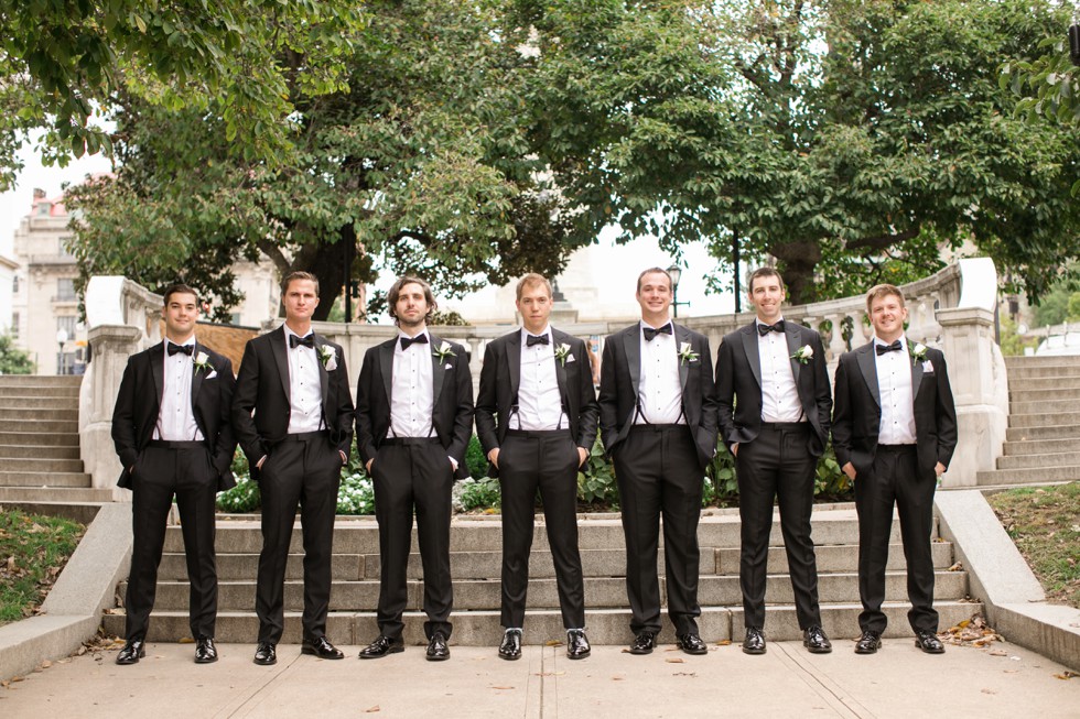 Groomsmen Peabody Library wedding in Mount Vernon Baltimore