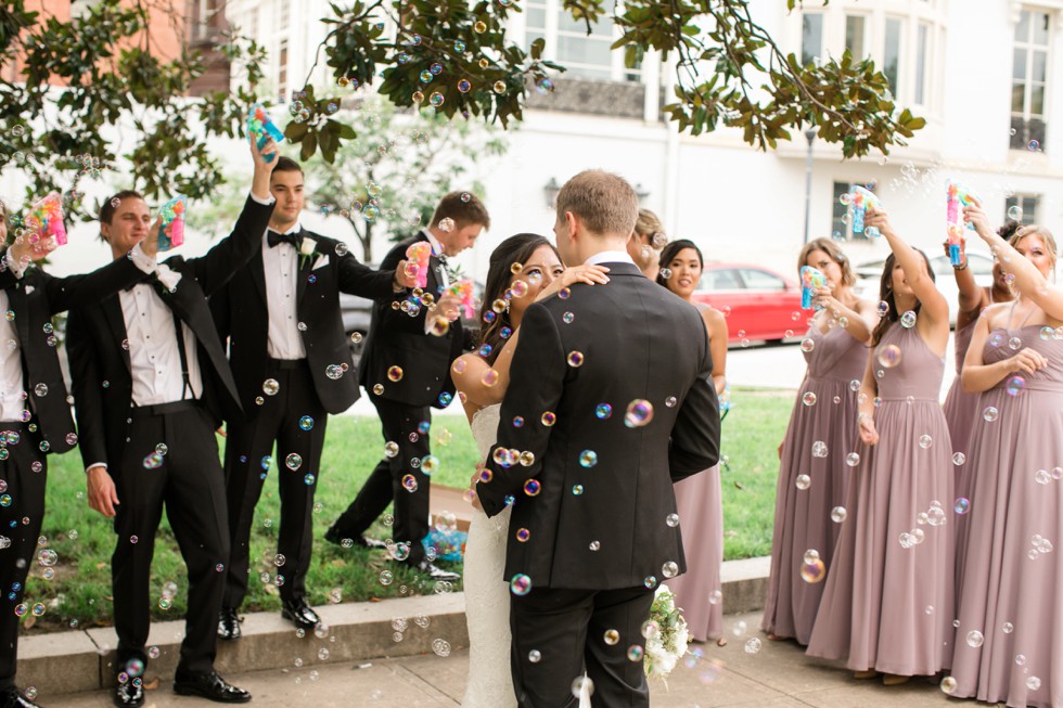 George Peabody Library wedding bubble guns