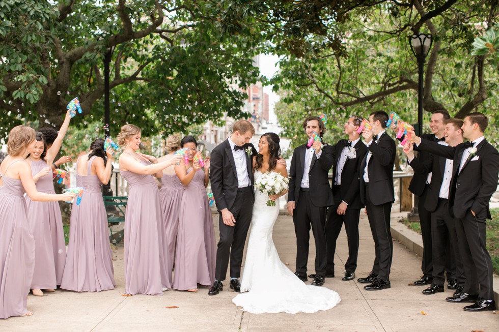 George Peabody Library wedding bubble guns