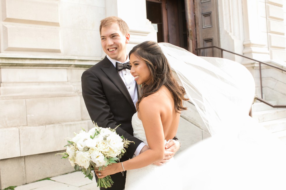 George peabody library in Baltimore bride and groom wedding photos