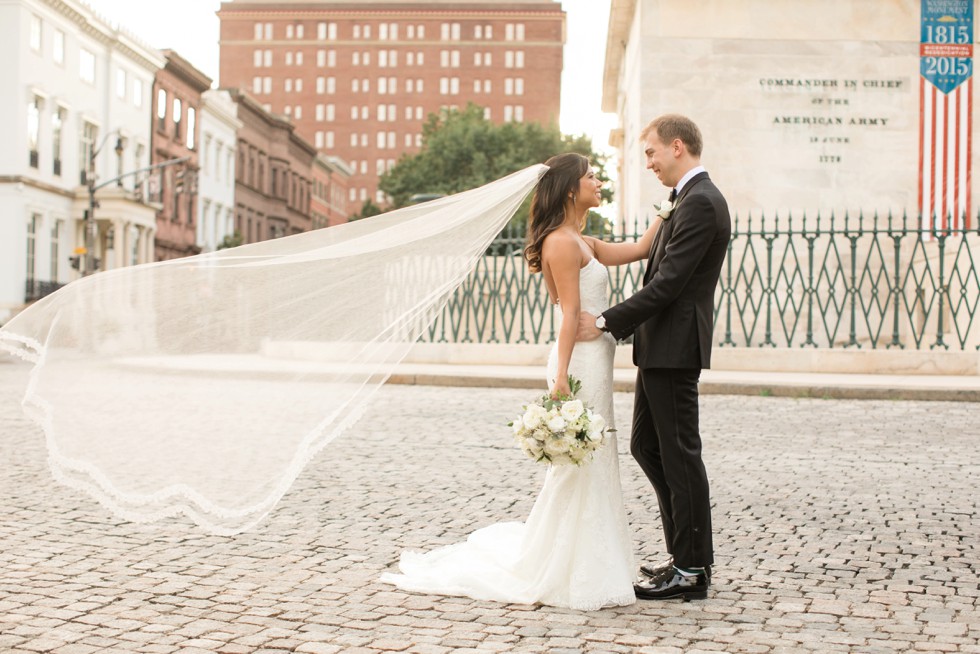 The Washington Monument Baltimore bride and groom wedding photos