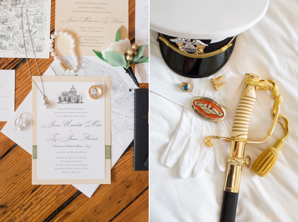 Cink art - US Naval Academy Chapel Wedding invitations