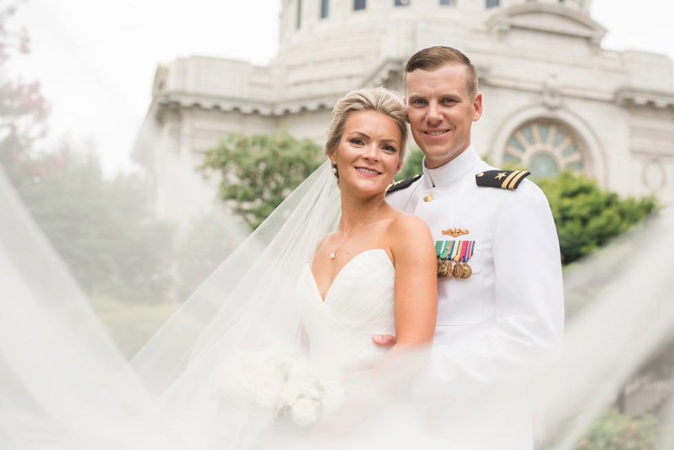 Superintendent's garden USNA bride and groom photos