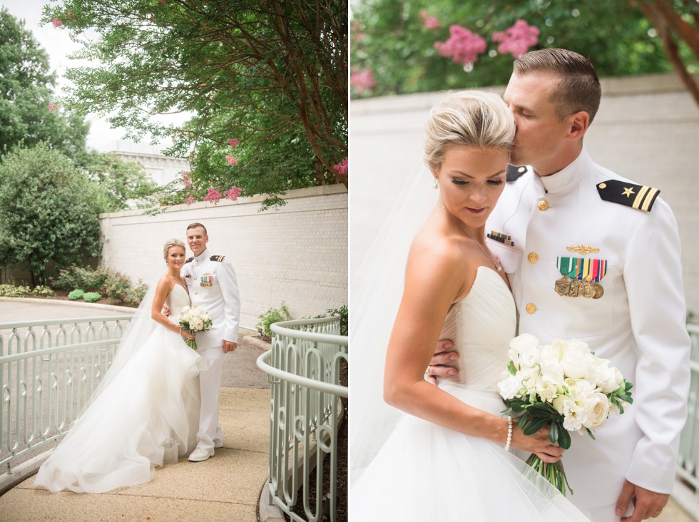 Superintendent's garden USNA bride and groom photos