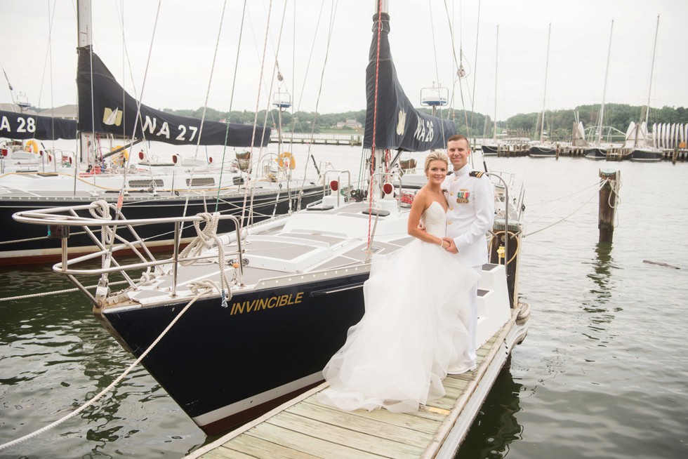 Sailboats and marina in Annapolis wedding