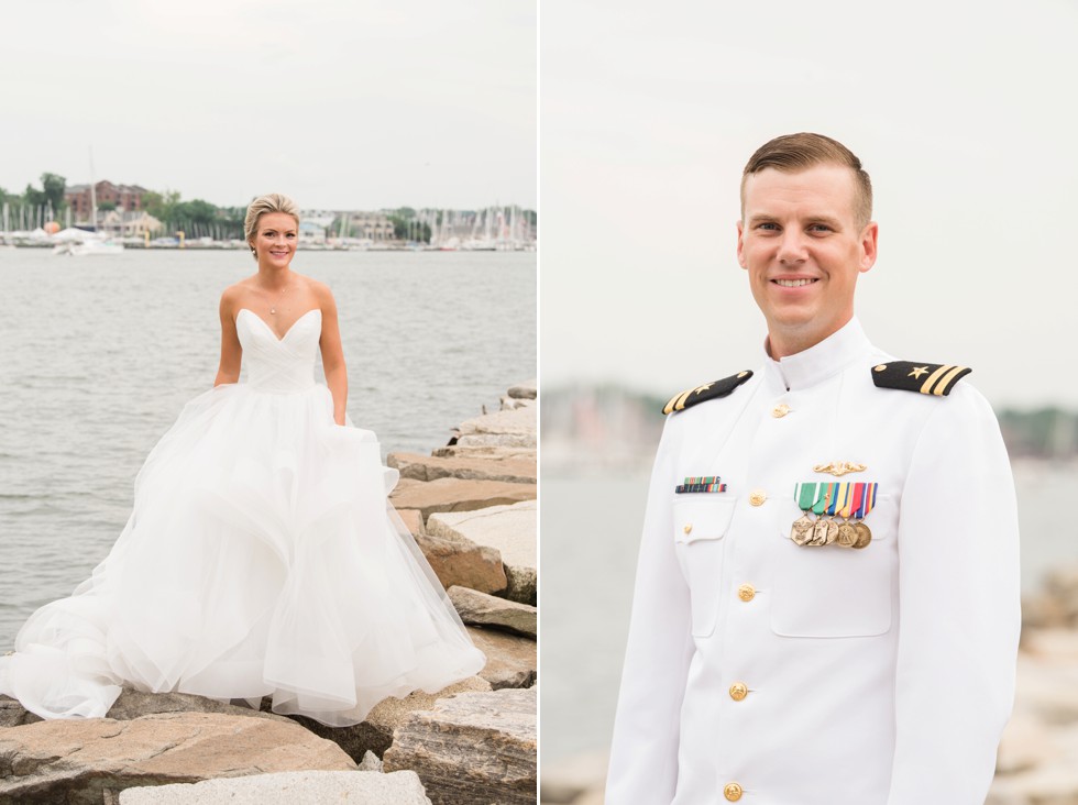 USNA Rock wall wedding photo