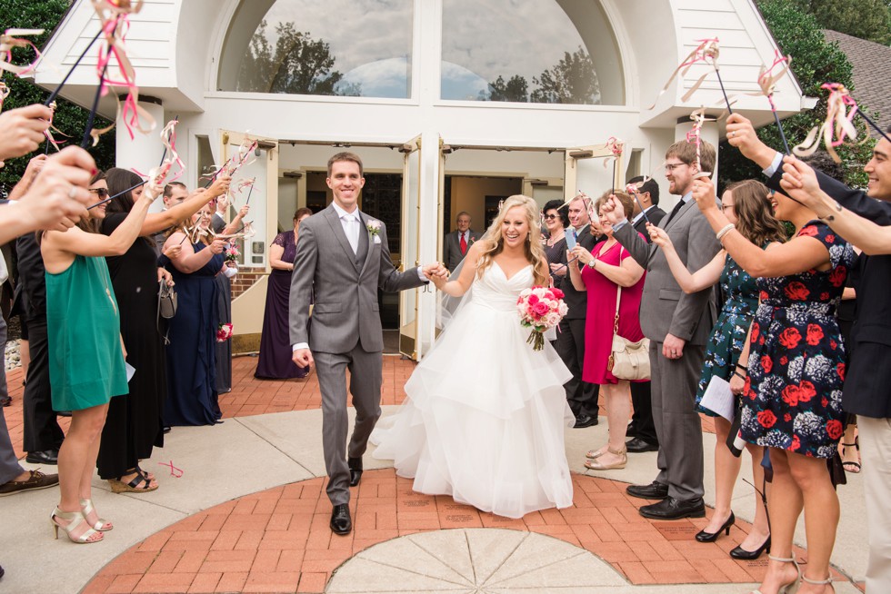 Church wedding ceremony ribbon exit