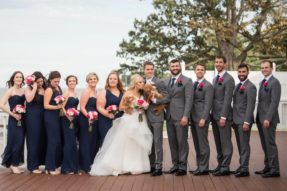 Celebrations at the Bay waterfront wedding party with dogs