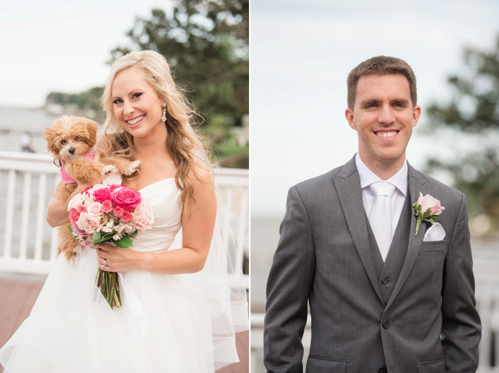 Celebrations at the Bay waterfront bridesmaids with puppies