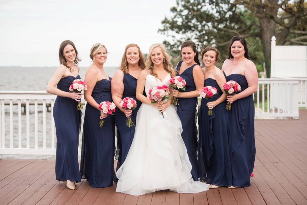 Celebrations at the Bay waterfront bridesmaids with puppies