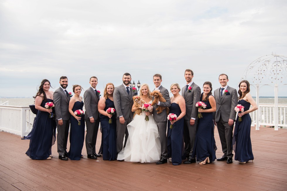 Celebrations at the Bay waterfront wedding party with puppies