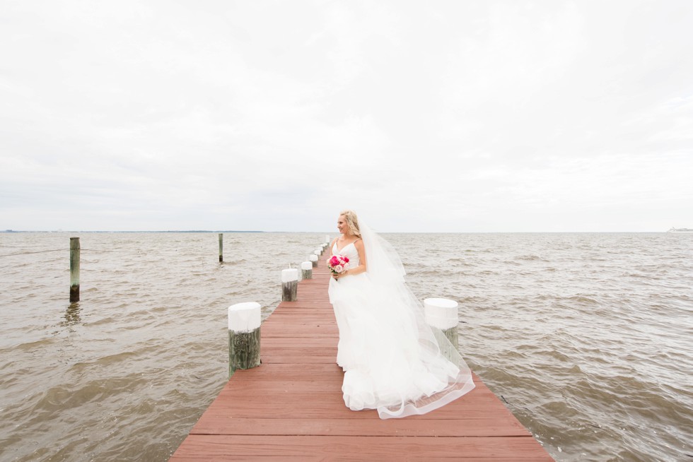 Maryland waterfront wedding bride and groom