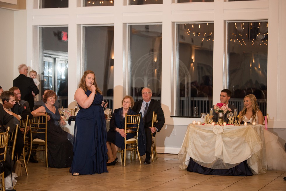 Celebrations at the Bay waterfront wedding reception matron of honor toast