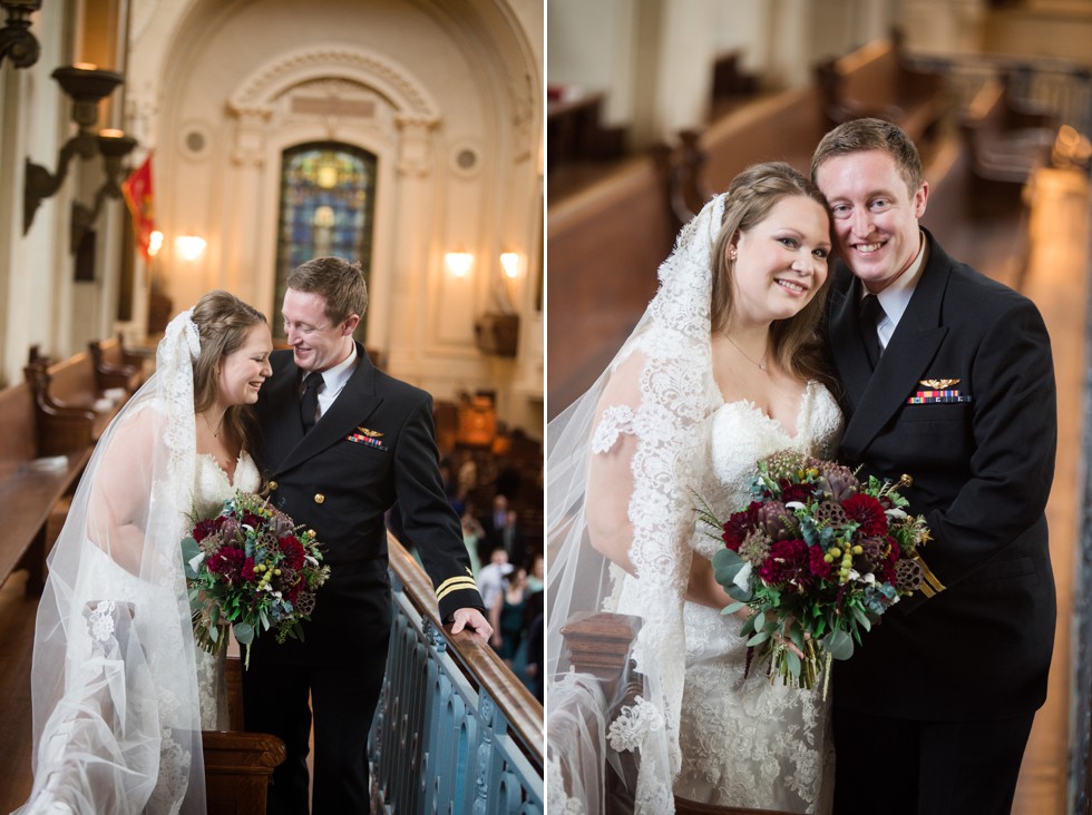 USNA Chapel Wedding Photos of bride and groom