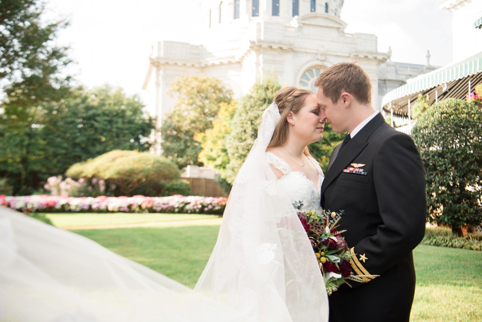 Superintendent's Garden USNA wedding couple