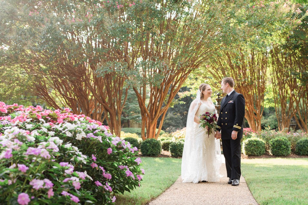 Superintendent's Garden USNA wedding couple