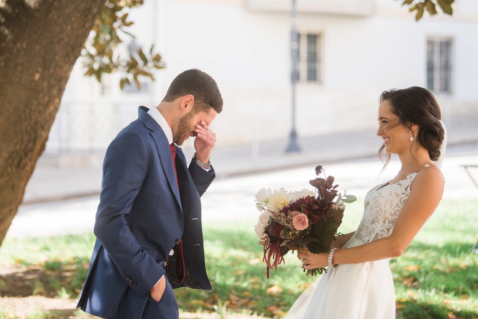 Peabody Library Mount Vernon Wedding first look