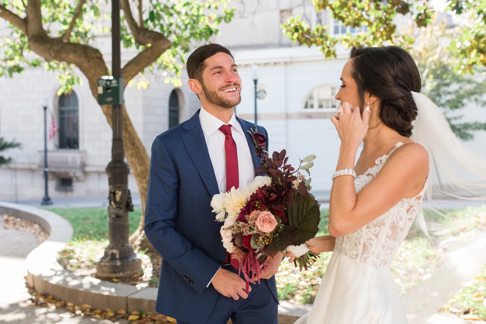 Peabody Library Mount Vernon Wedding first look