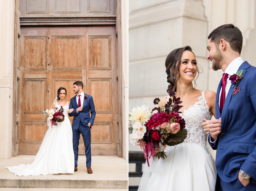 Peabody Library Mount Vernon Wedding first look