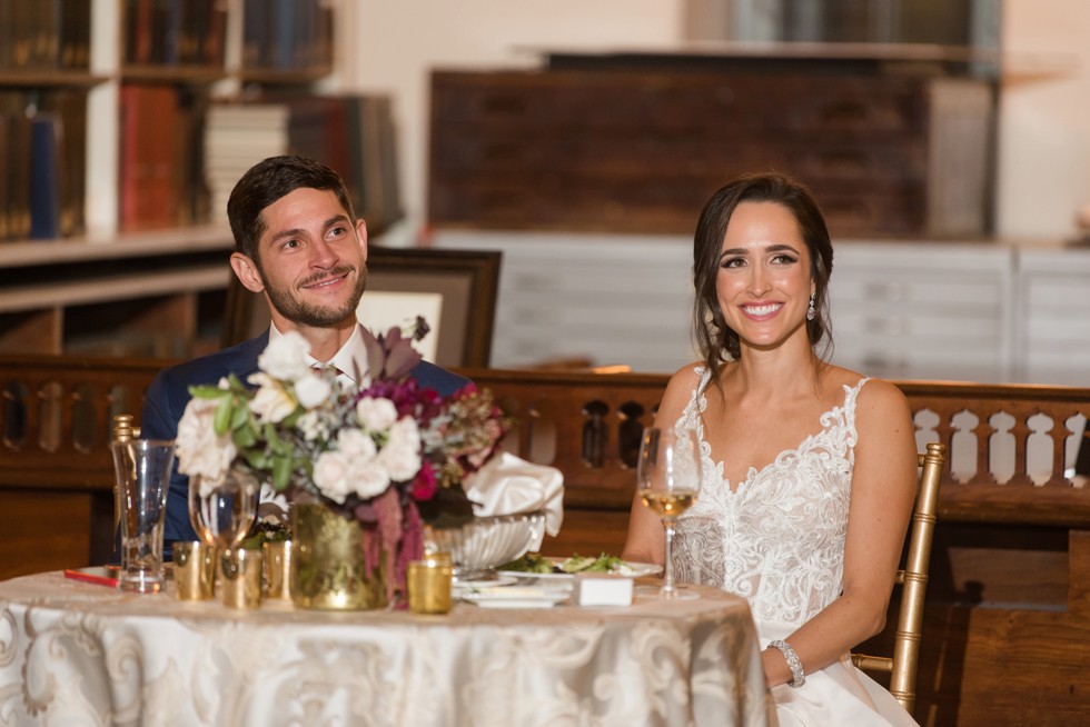 Baltimore George Peabody Library wedding reception toasts