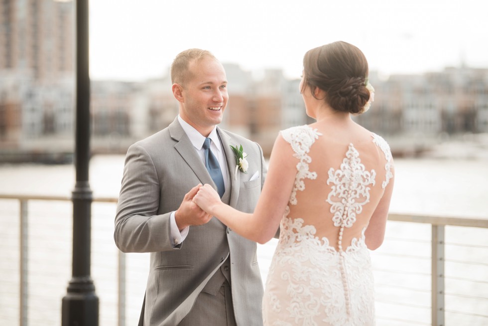 First look bride and groom in Baltimore