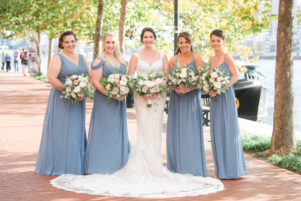 Baltimore Marriott waterfront wedding party photos