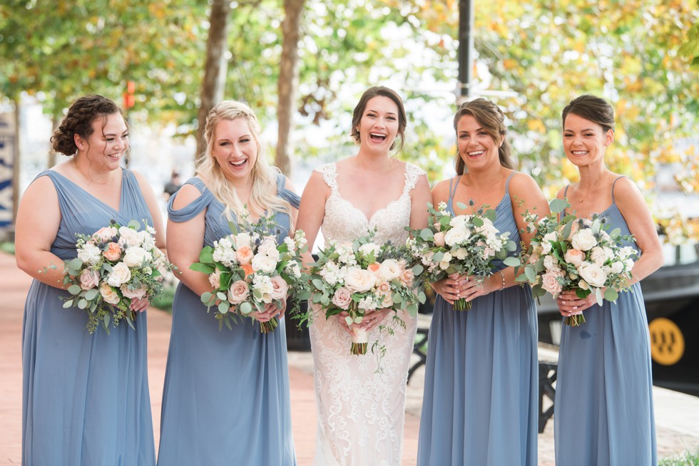 Baltimore Marriott waterfront wedding party photos