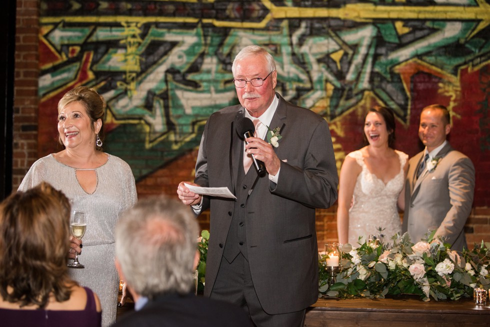 The Assembly Room wedding reception with graffiti