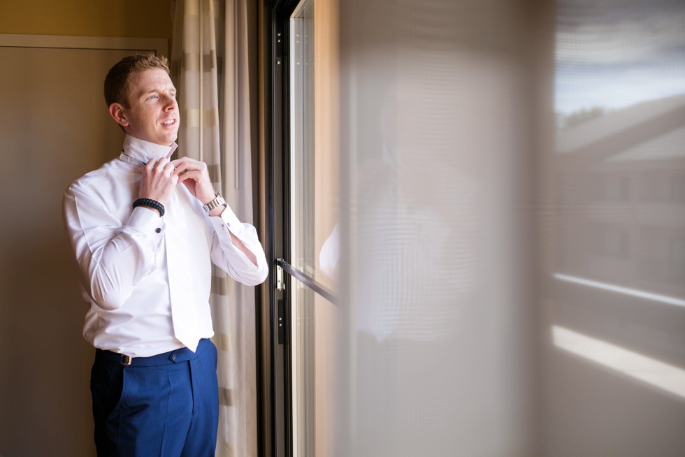 London Town Gardens groom getting ready