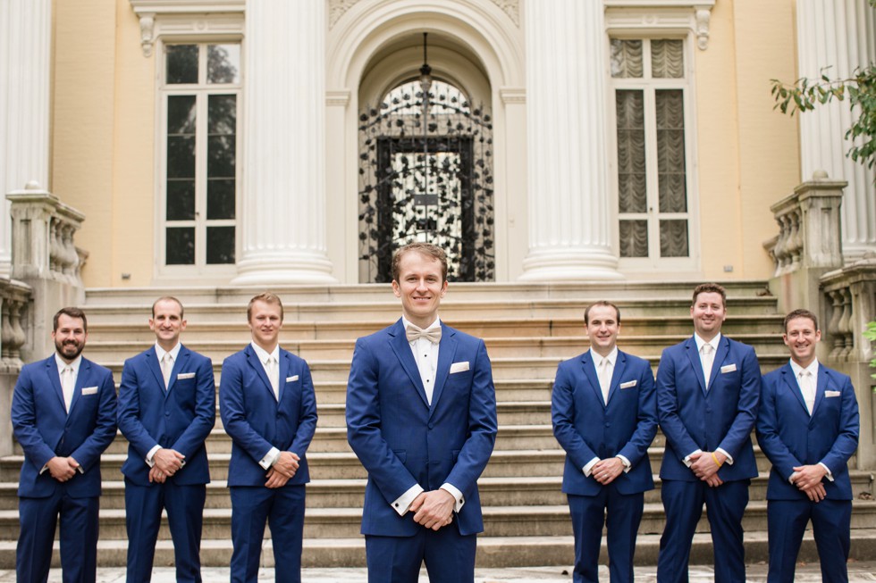 Groomsmen in Navy tux Evergreen Museum