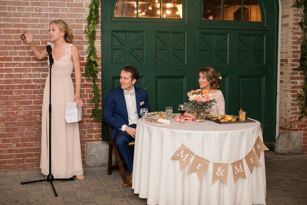 Evergreen Museum wedding reception toasts