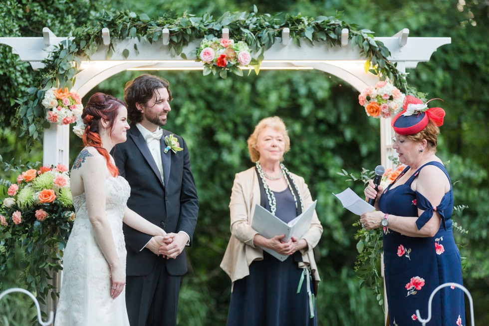 Garden wedding ceremony Overhills Mansion - Associate Photographer Anna