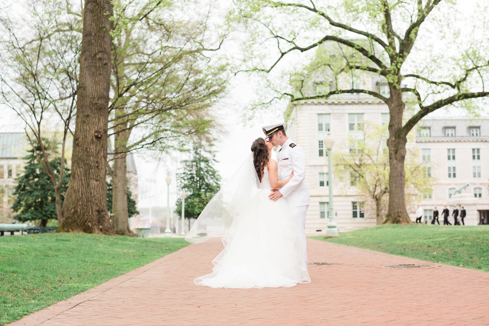 Annapolis USNA wedding in front of Bancroft Hall