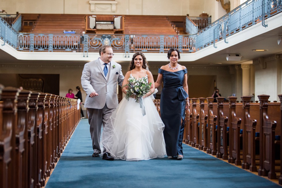 USNA Chapel bride walking down aisle