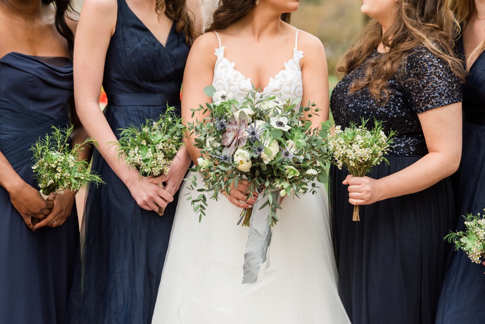 Floret + Vine wedding flowers navy bridesmaid