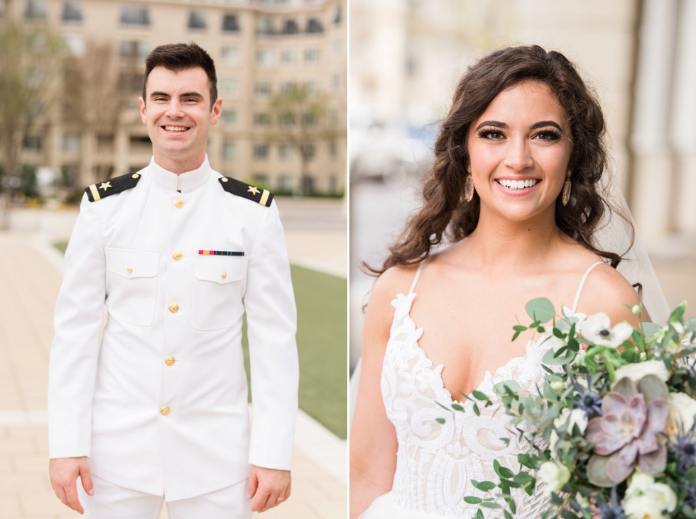 USNA groom and bride portrait