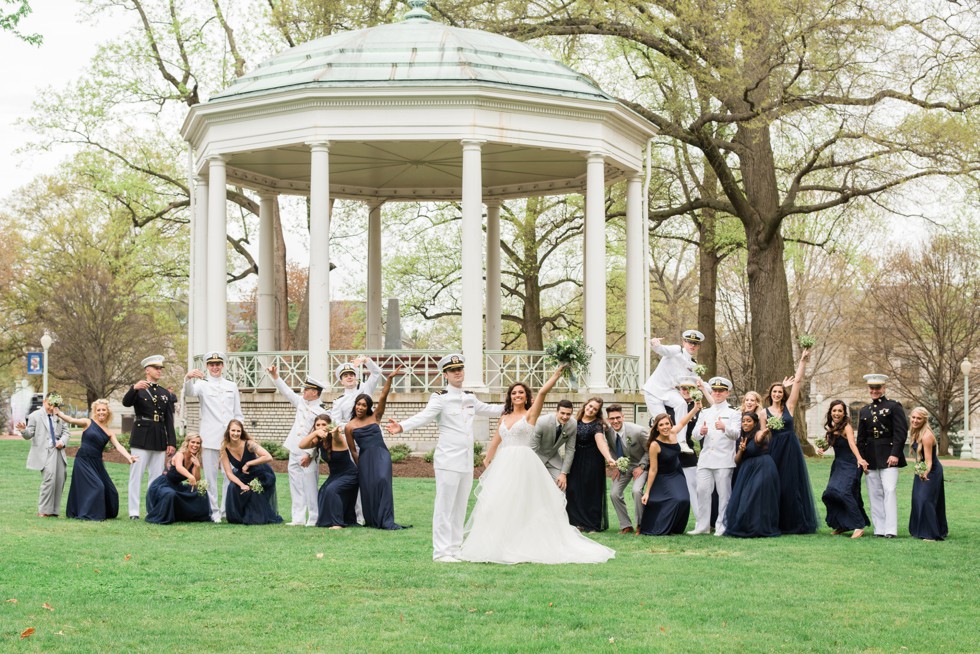 Radford terrace wedding party photos at USNA